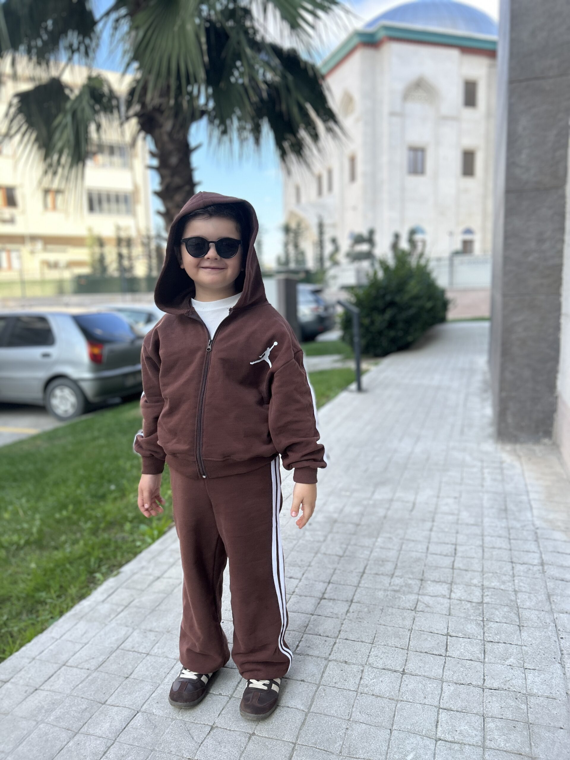 Kapüşonlu Hırkalı Unisex Takım Acı Kahve (2-13 yaş) - Görsel 4