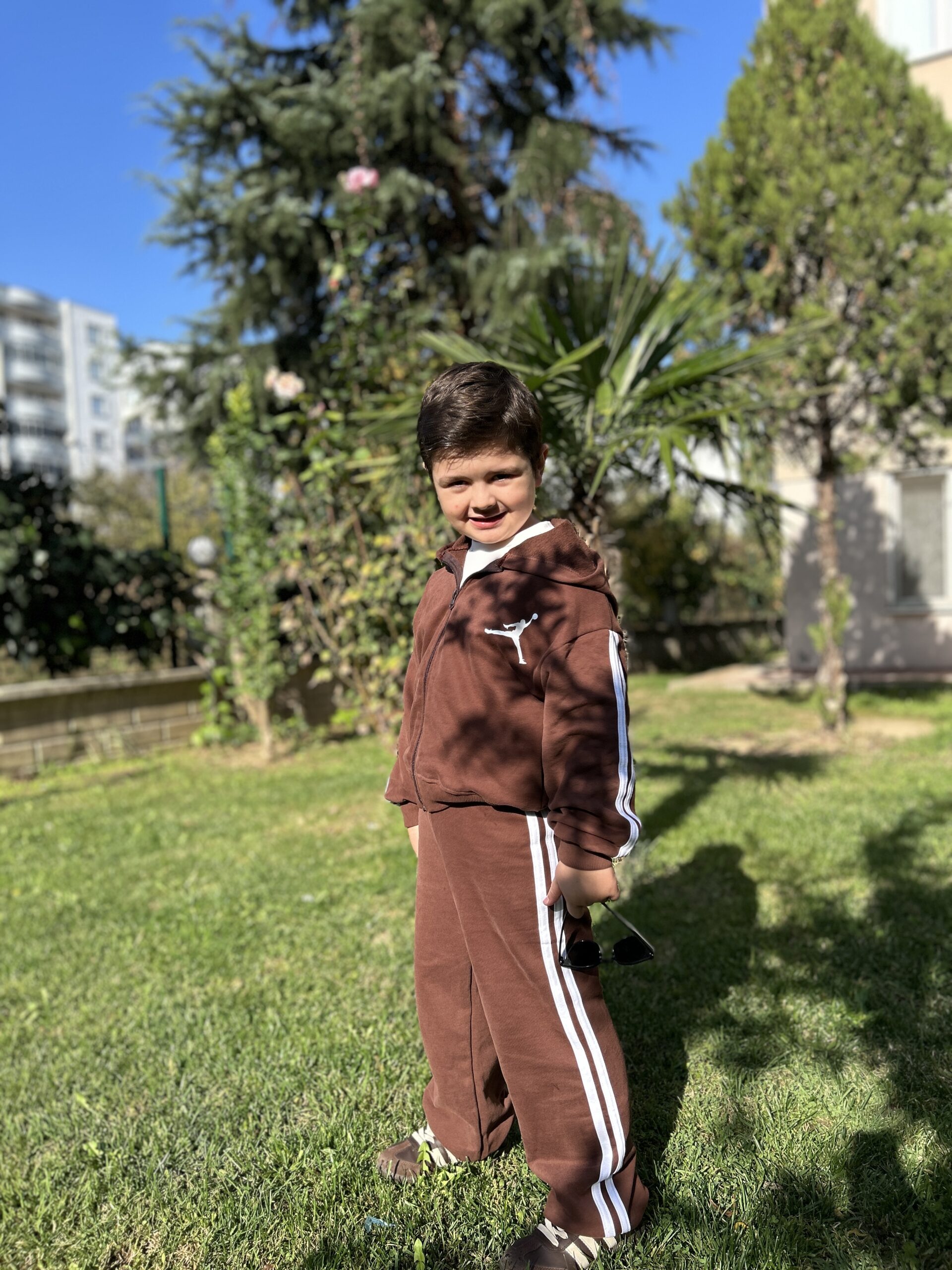 Kapüşonlu Hırkalı Unisex Takım Acı Kahve (2-13 yaş) - Görsel 3