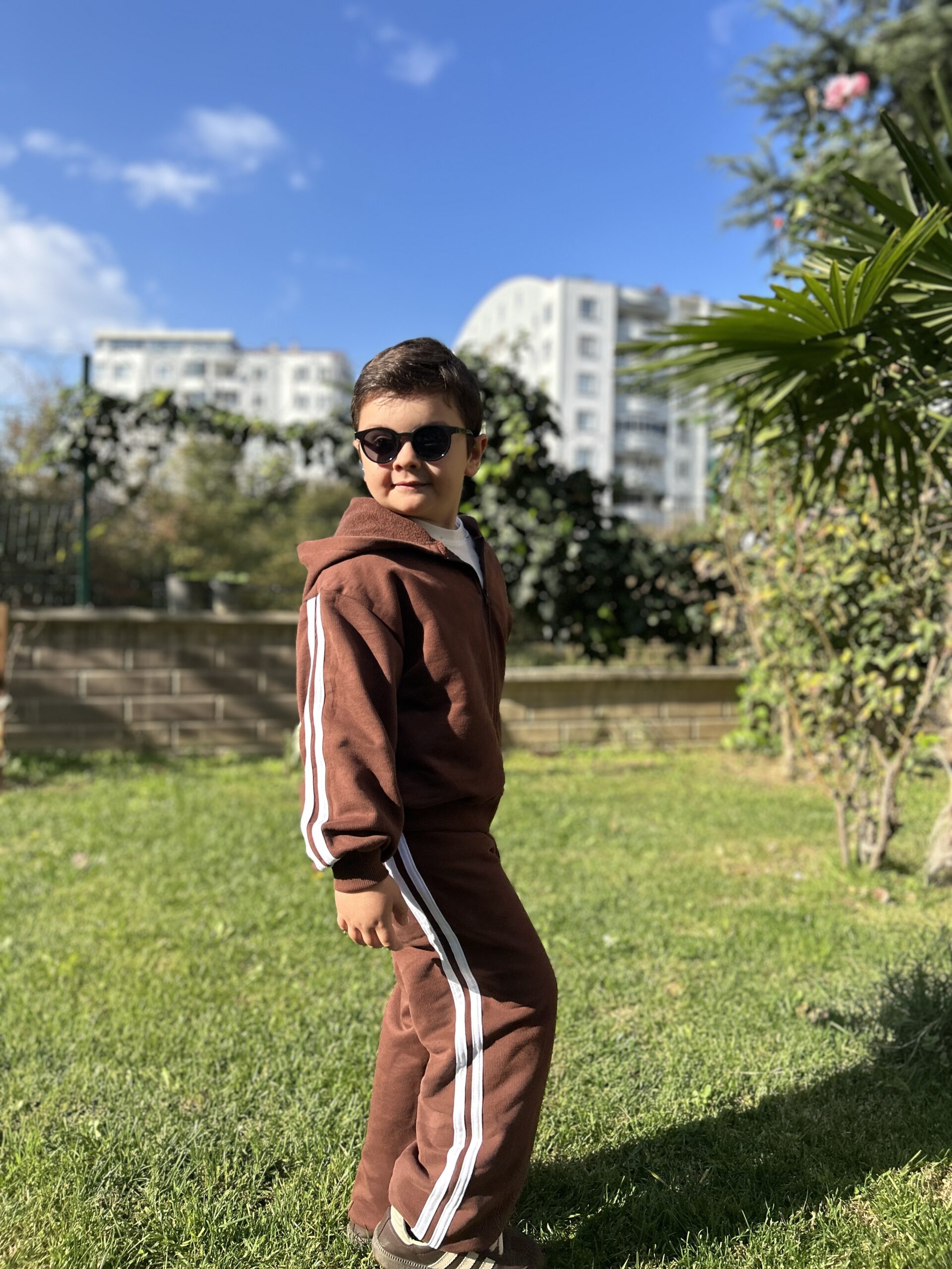 Kapüşonlu Hırkalı Unisex Takım Acı Kahve (2-13 yaş) - Görsel 7