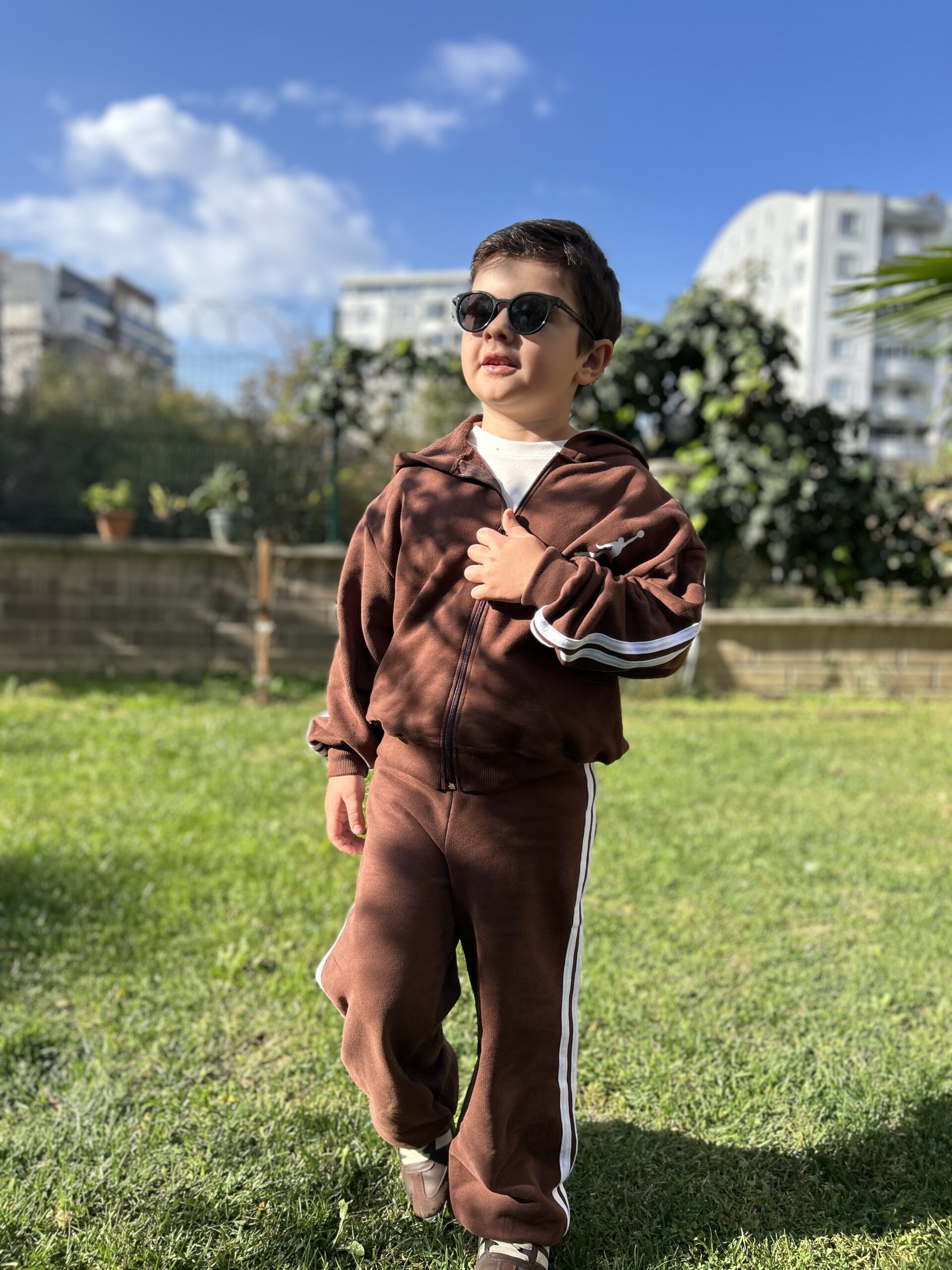 Kapüşonlu Hırkalı Unisex Takım Acı Kahve (2-13 yaş) - Görsel 6