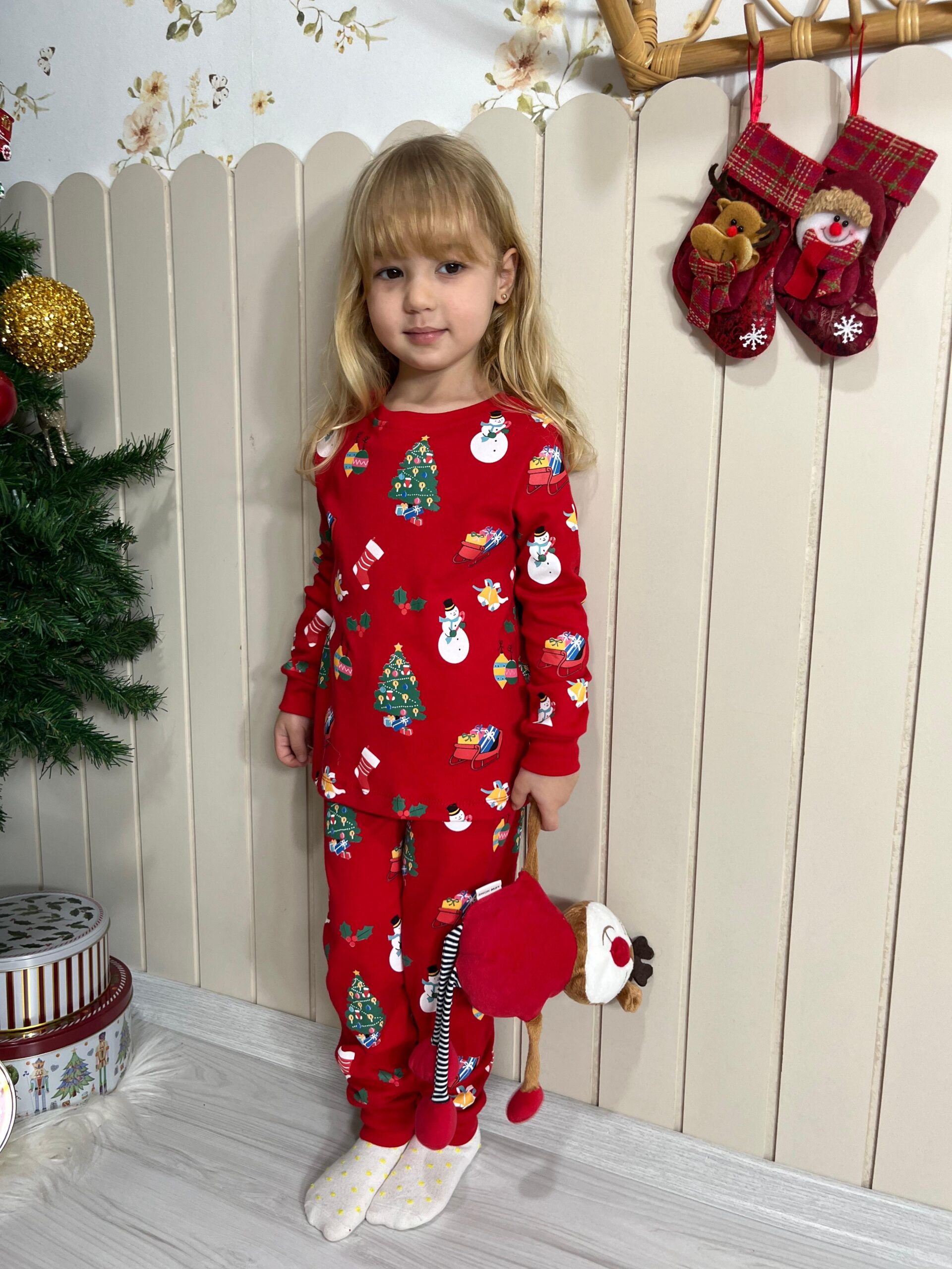 Unisex Yeni Yıl Pijama Takımı (Kırmızı) - Görsel 4