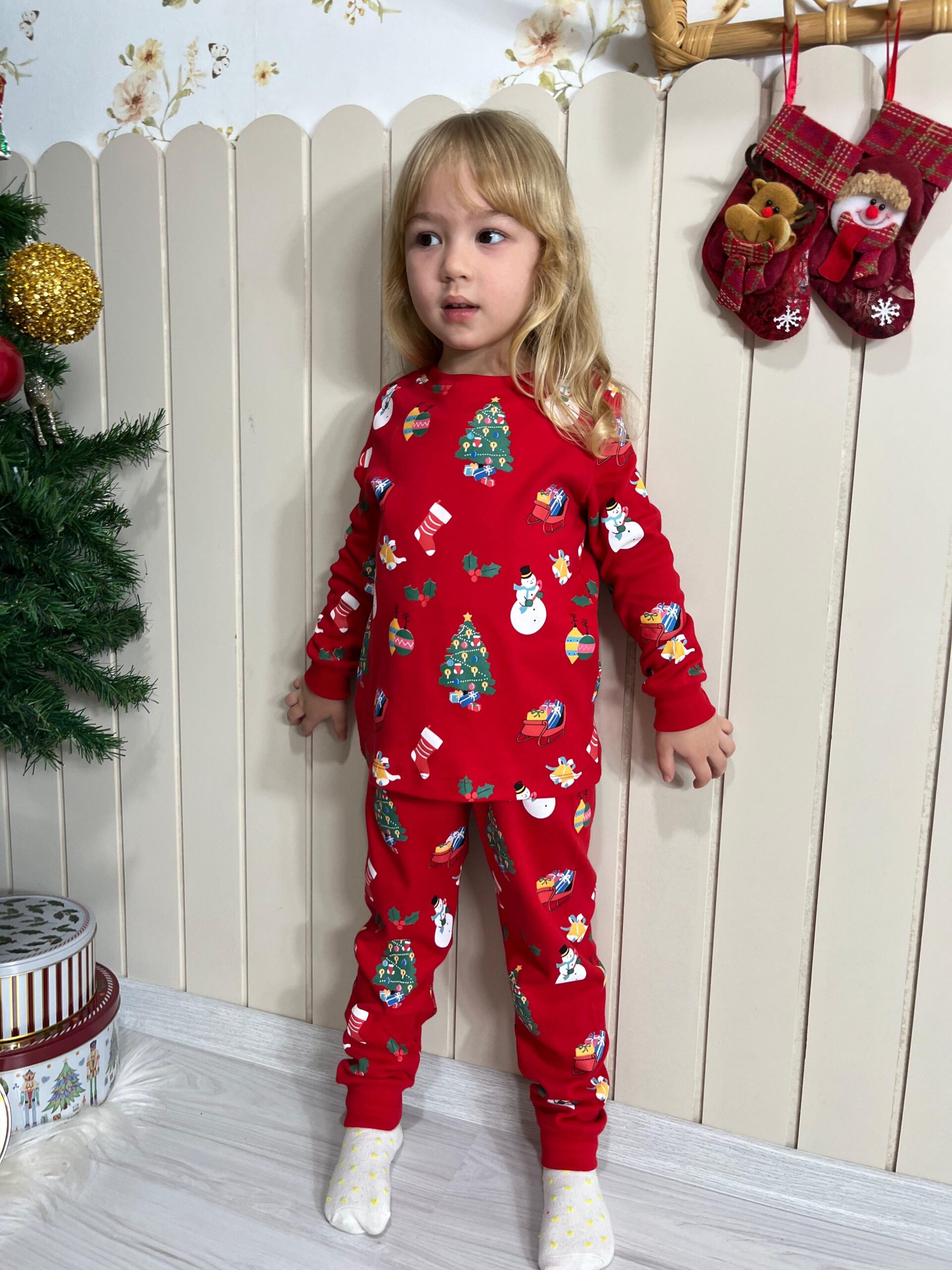 Unisex Yeni Yıl Pijama Takımı (Kırmızı) - Görsel 8