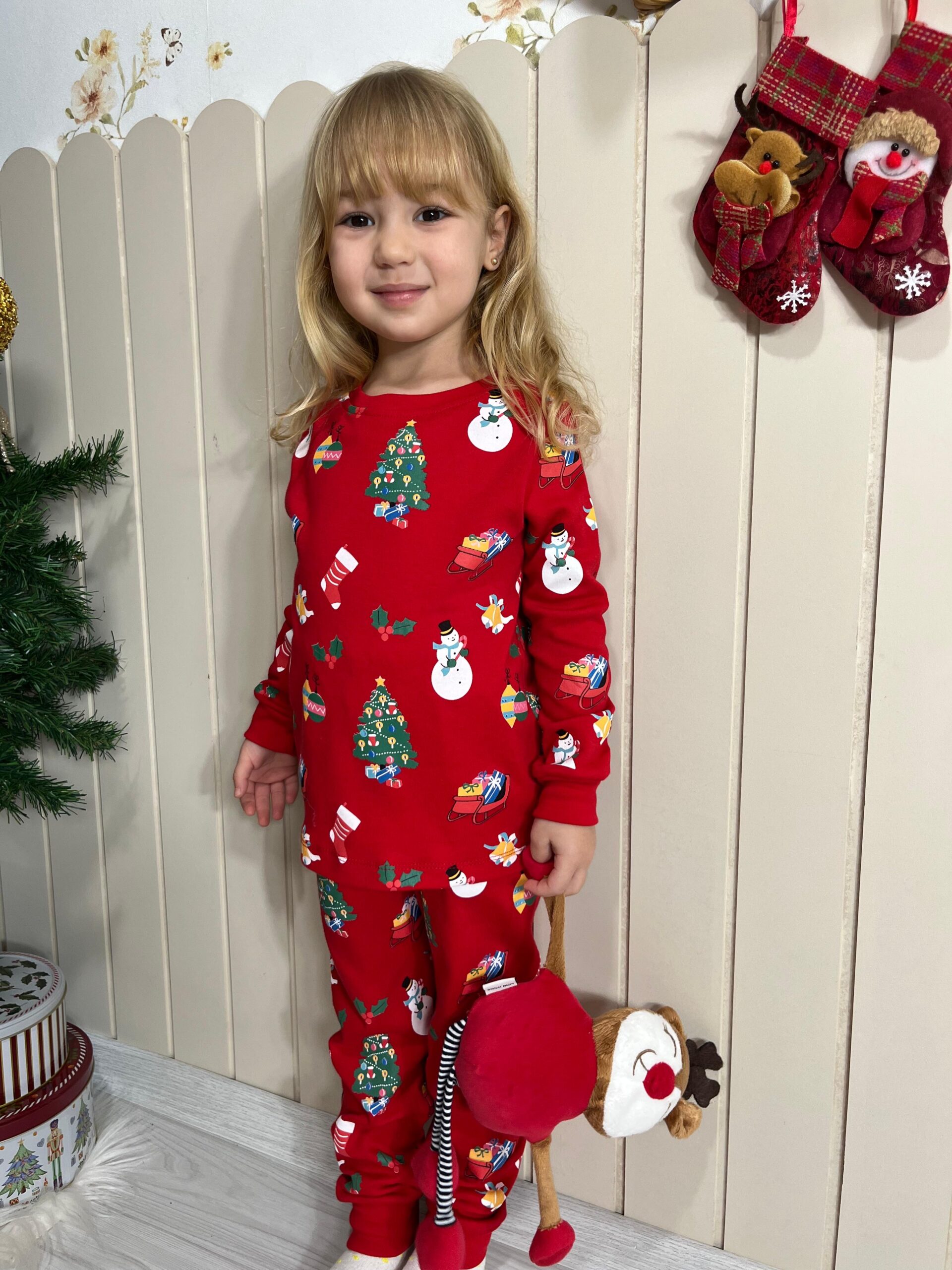 Unisex Yeni Yıl Pijama Takımı (Kırmızı) - Görsel 6