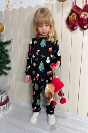 Alternative view of Unisex Yeni Yıl Pijama Takımı (Siyah)