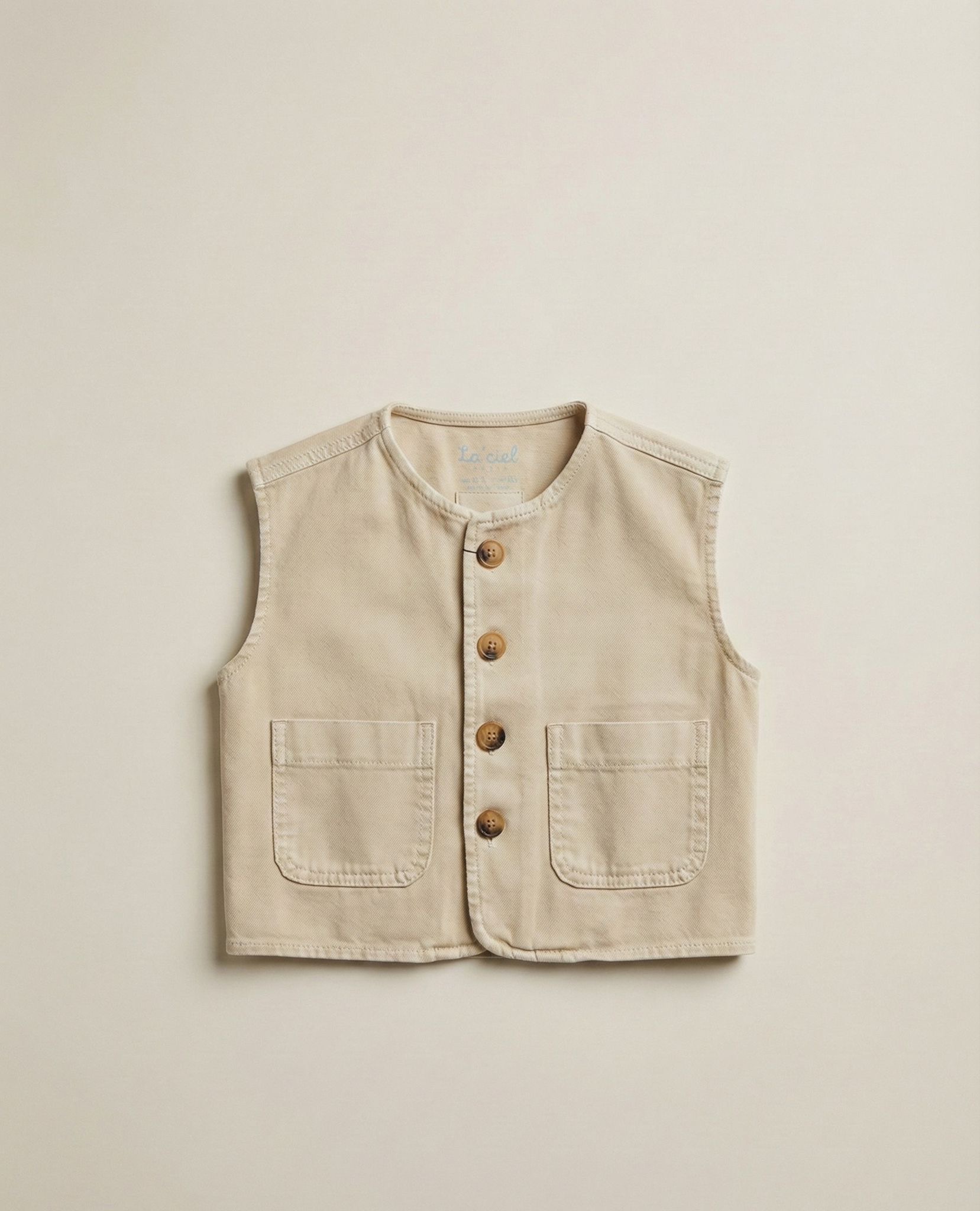 Unisex Denim Yelek (Krem) - Görsel 4