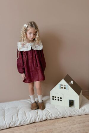 Alternative view of Bordo Masal Brode Nakışlı Kız Çocuk Elbise