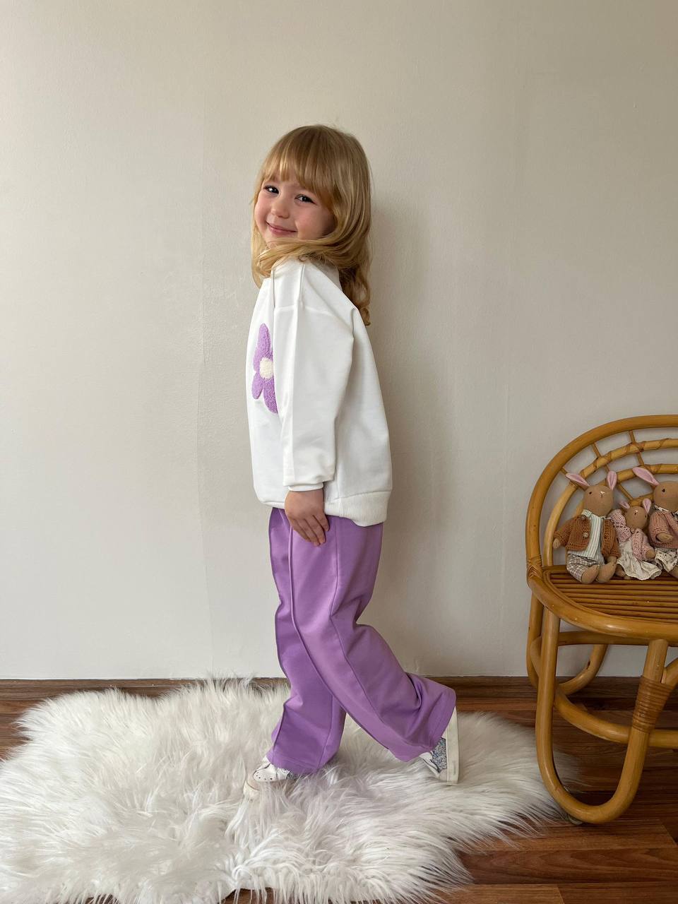 Çiçek Punç Kız Çocuk Takım (Lila) - Görsel 2