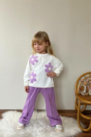 Çiçek Punç Kız Çocuk Takım (Lila)