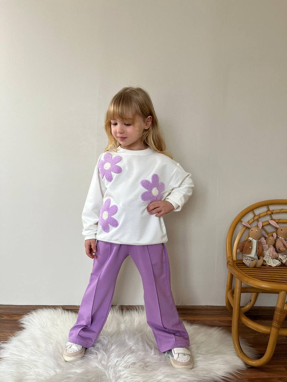 Çiçek Punç Kız Çocuk Takım (Lila)