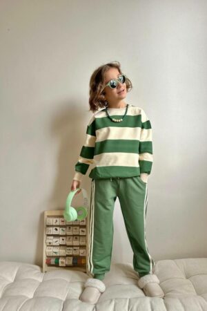 Erkek Çocuk Çizgili Takım (Yeşil)