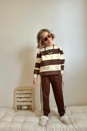 Erkek Çocuk Çizgili Takım (Kahve)