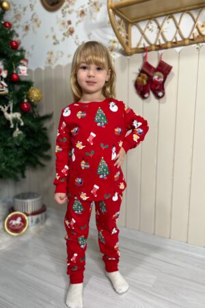 Alternative view of Unisex Yeni Yıl Pijama Takımı (Kırmızı)