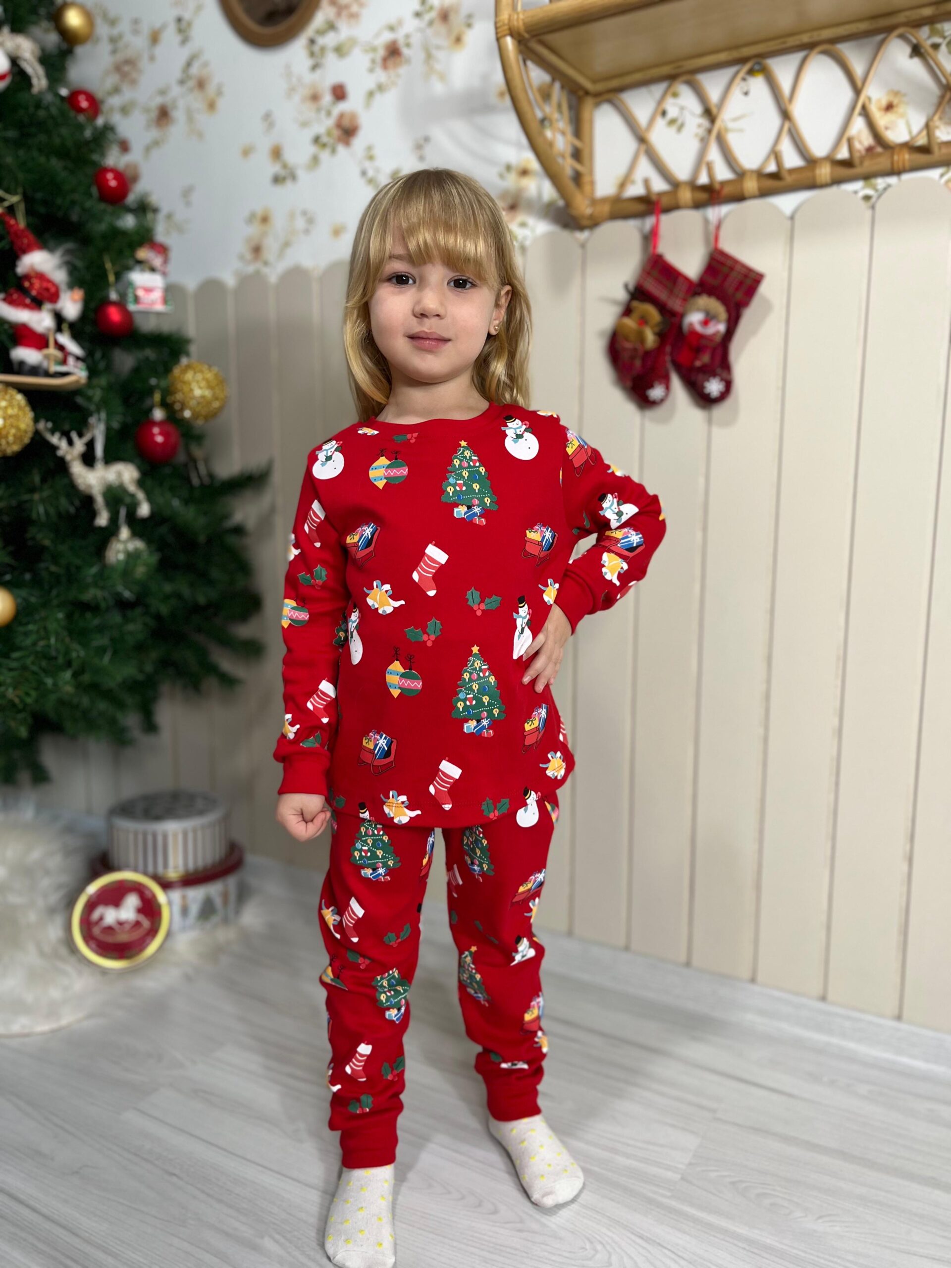 Unisex Yeni Yıl Pijama Takımı (Kırmızı) - Görsel 2