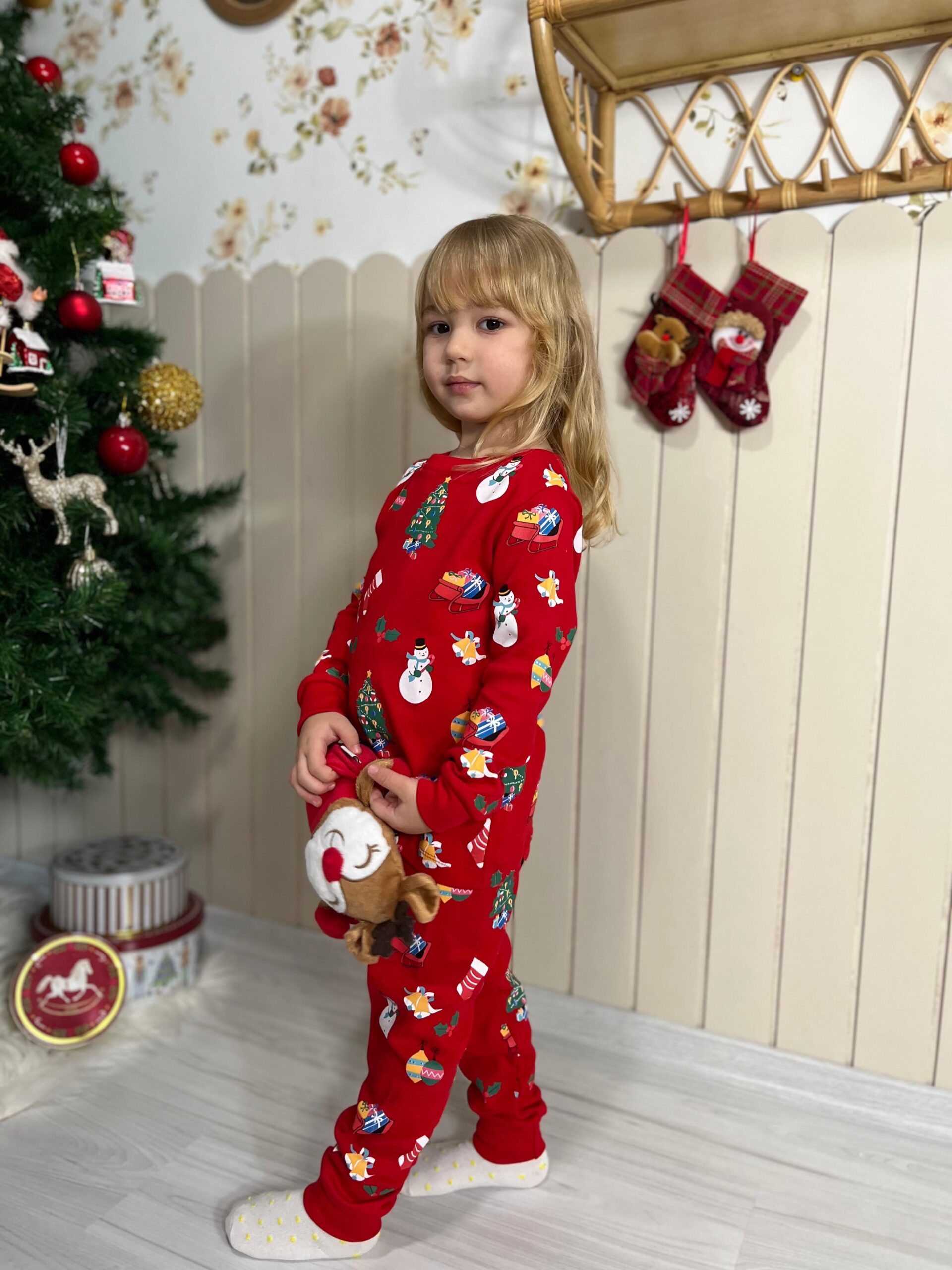 Unisex Yeni Yıl Pijama Takımı (Kırmızı) - Görsel 7