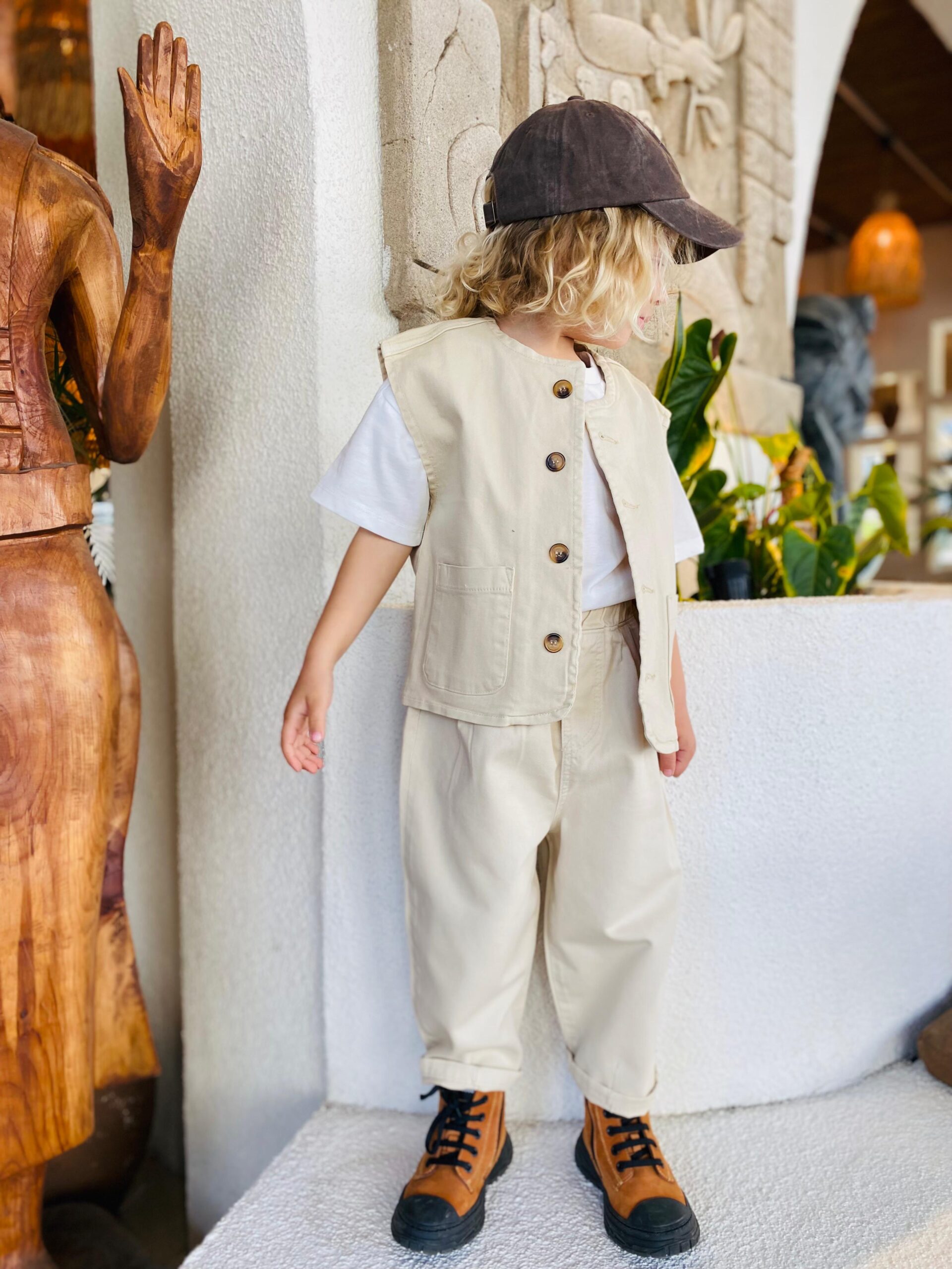 Unisex Denim Yelek (Krem) - Görsel 3