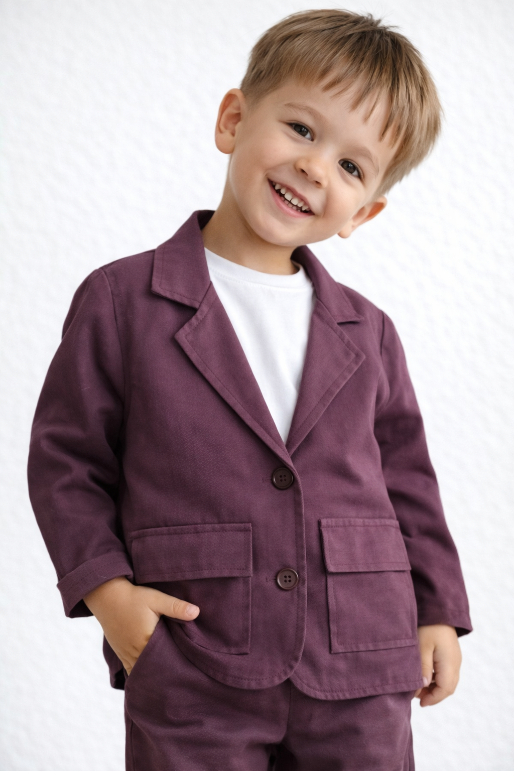 %100 Pamuklu Keten Takım Elbise (Bordo) - Görsel 4