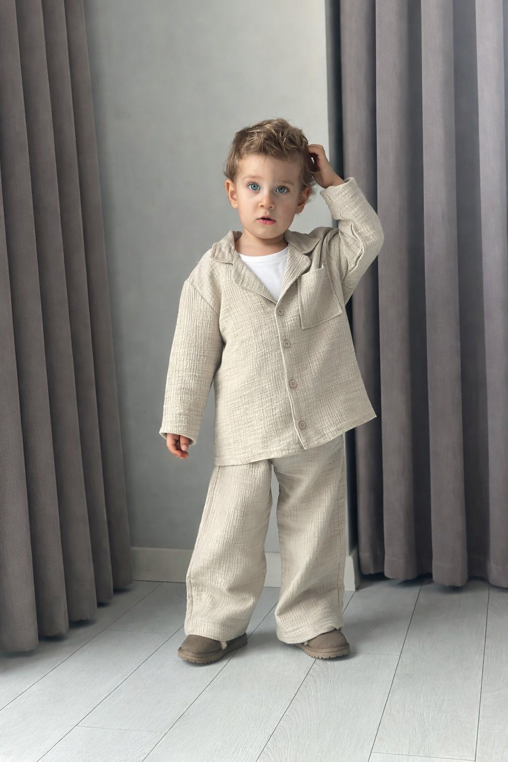 Pamuklu Soft Relax Takım Elbise (Taş Rengi) - Görsel 8