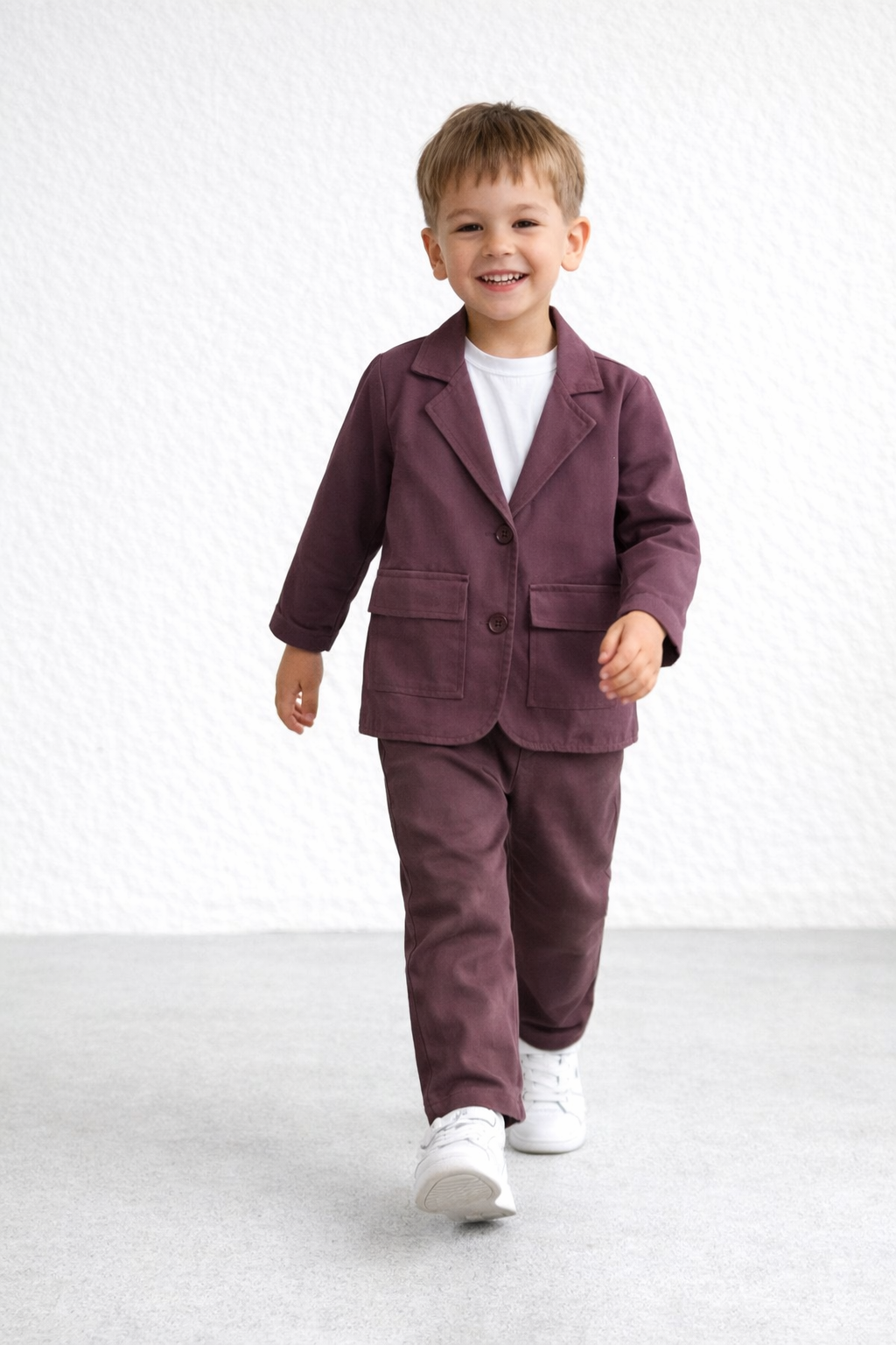 %100 Pamuklu Keten Takım Elbise (Bordo) - Görsel 3