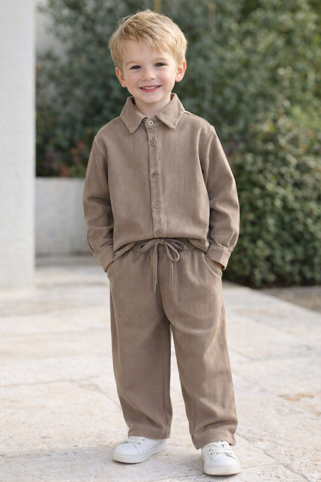 Erkek Çocuk Yumuşacık Kadife Takım (Kahve) - Görsel 4