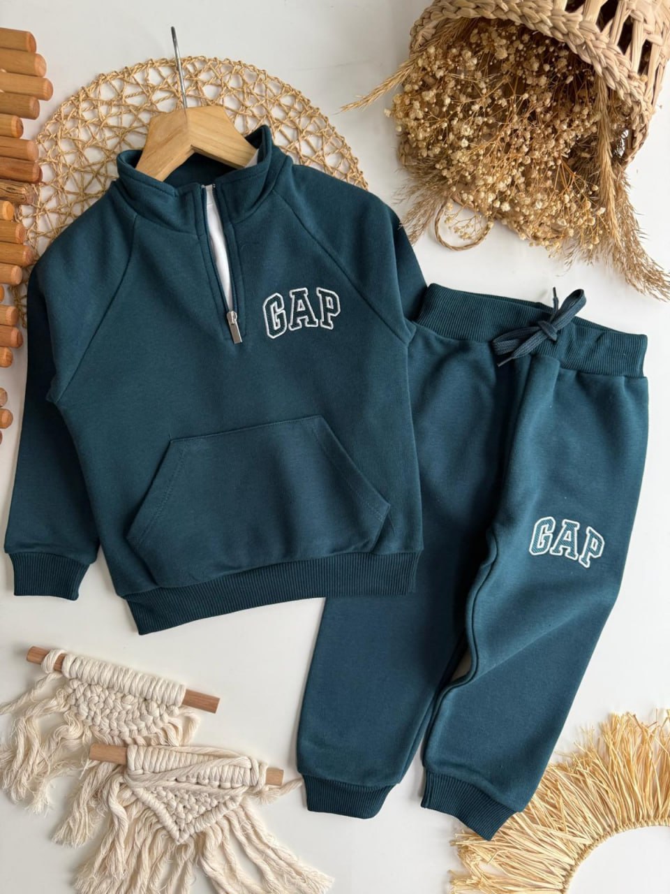 Yarım Fermuarlı Eşofman Takımı (Petrol Yeşili)