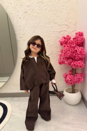 Premium Kalite Modal Kumaş Ceketli Takım(Acı Kahve)