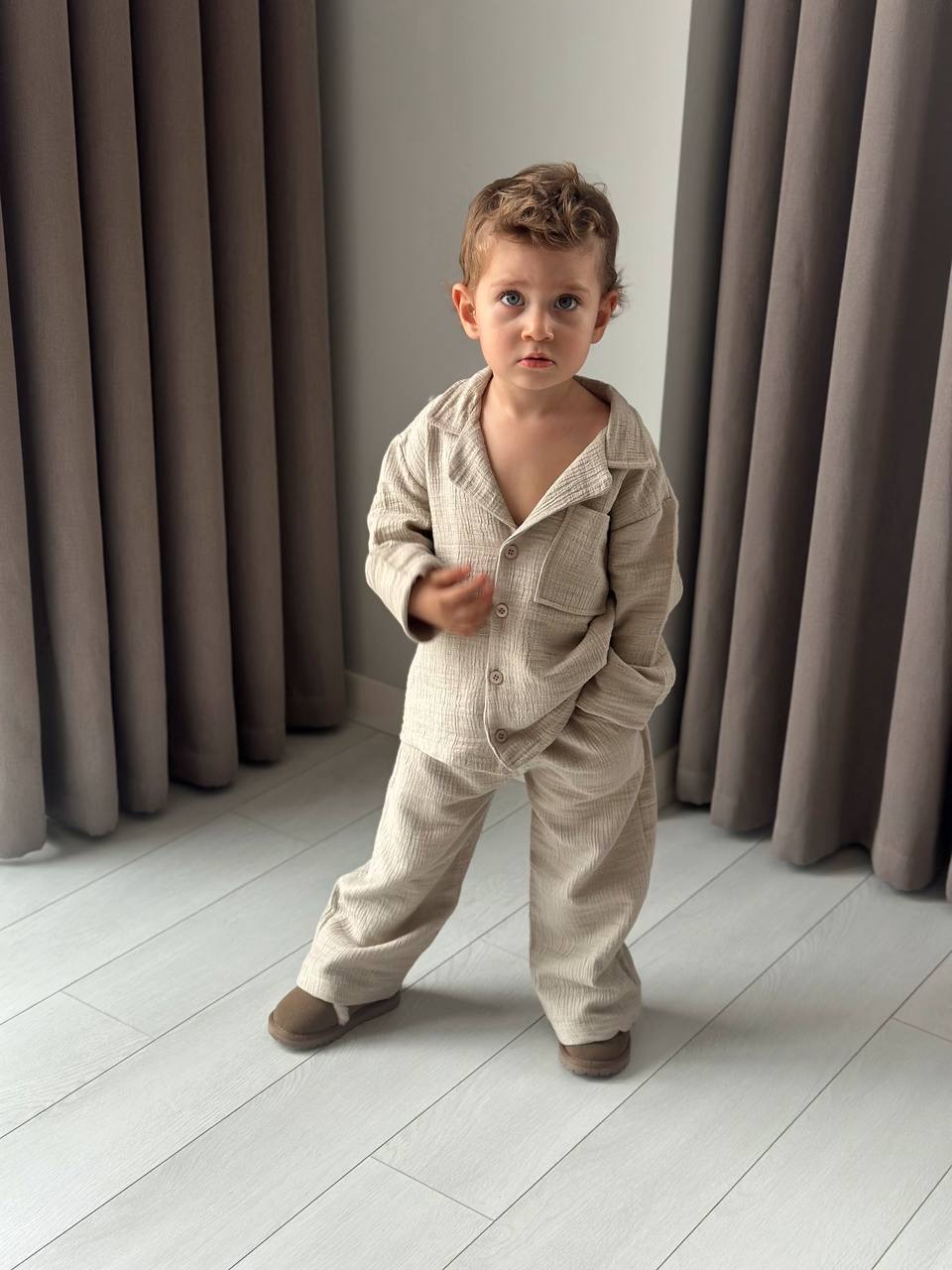 Pamuklu Soft Relax Takım Elbise (Taş Rengi) - Görsel 6