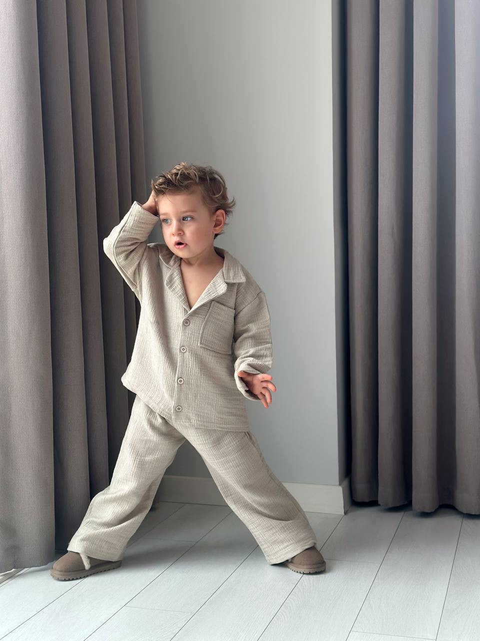 Pamuklu Soft Relax Takım Elbise (Taş Rengi) - Görsel 4