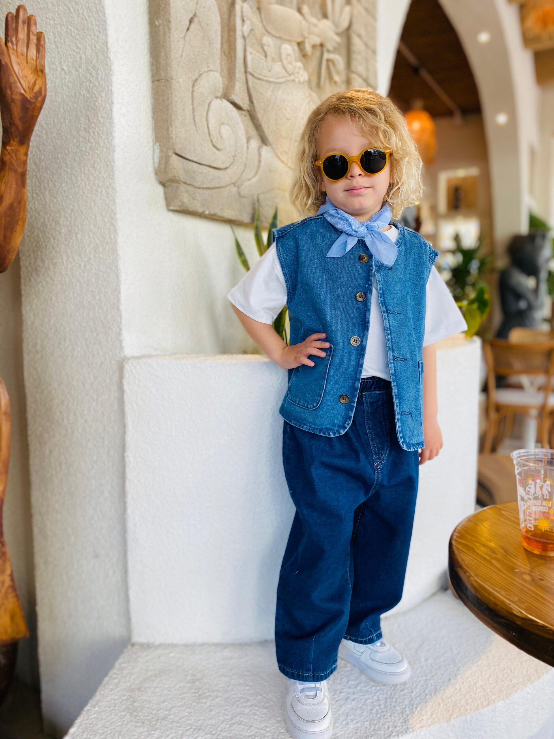 Unisex Denim Yelek (Mavi) - Görsel 4