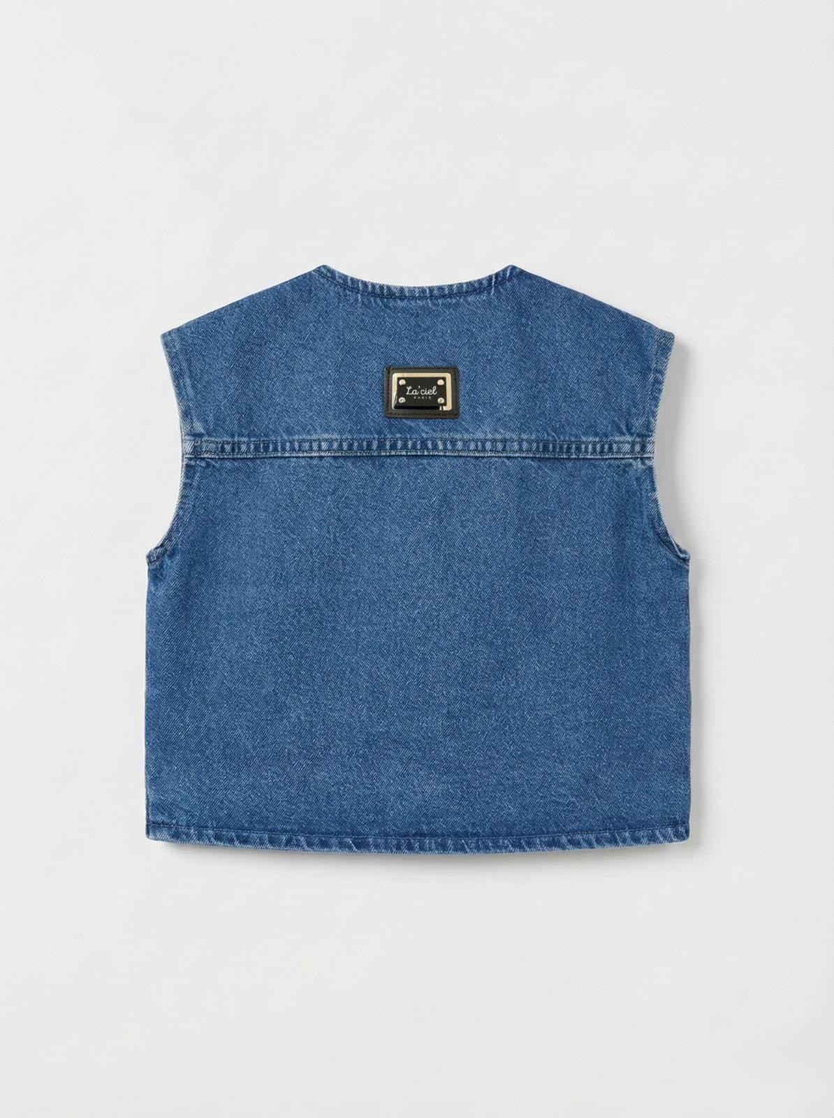 Unisex Denim Yelek (Mavi) - Görsel 2