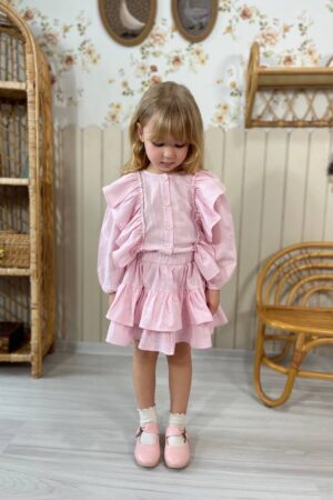 Volanlı Etekli Kız Çocuk Takım