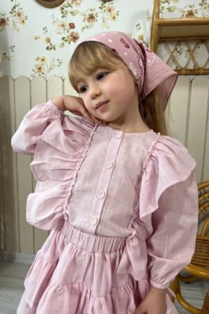 Alternative view of Volanlı Etekli Kız Çocuk Takım