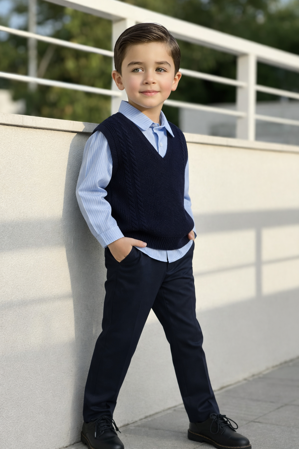 Gömlekli Süveterli 3’lü Takım