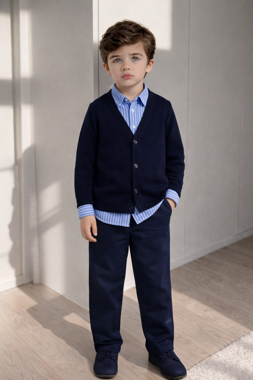 Çizgili Gömlekli Hırkalı 3’lü Takım