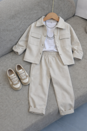 Ceketli 3’lü Erkek Çocuk Takım (Bej)