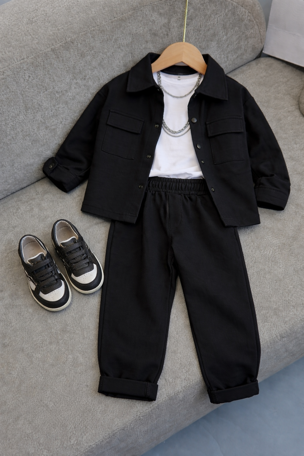 Ceketli 3’lü Erkek Çocuk Takım (Siyah)