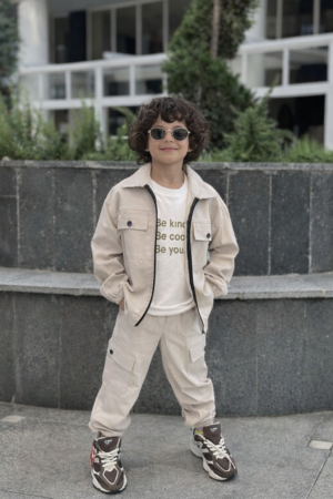 Erkek Çocuk Ceketli 3’lü Takım (Taş Rengi)