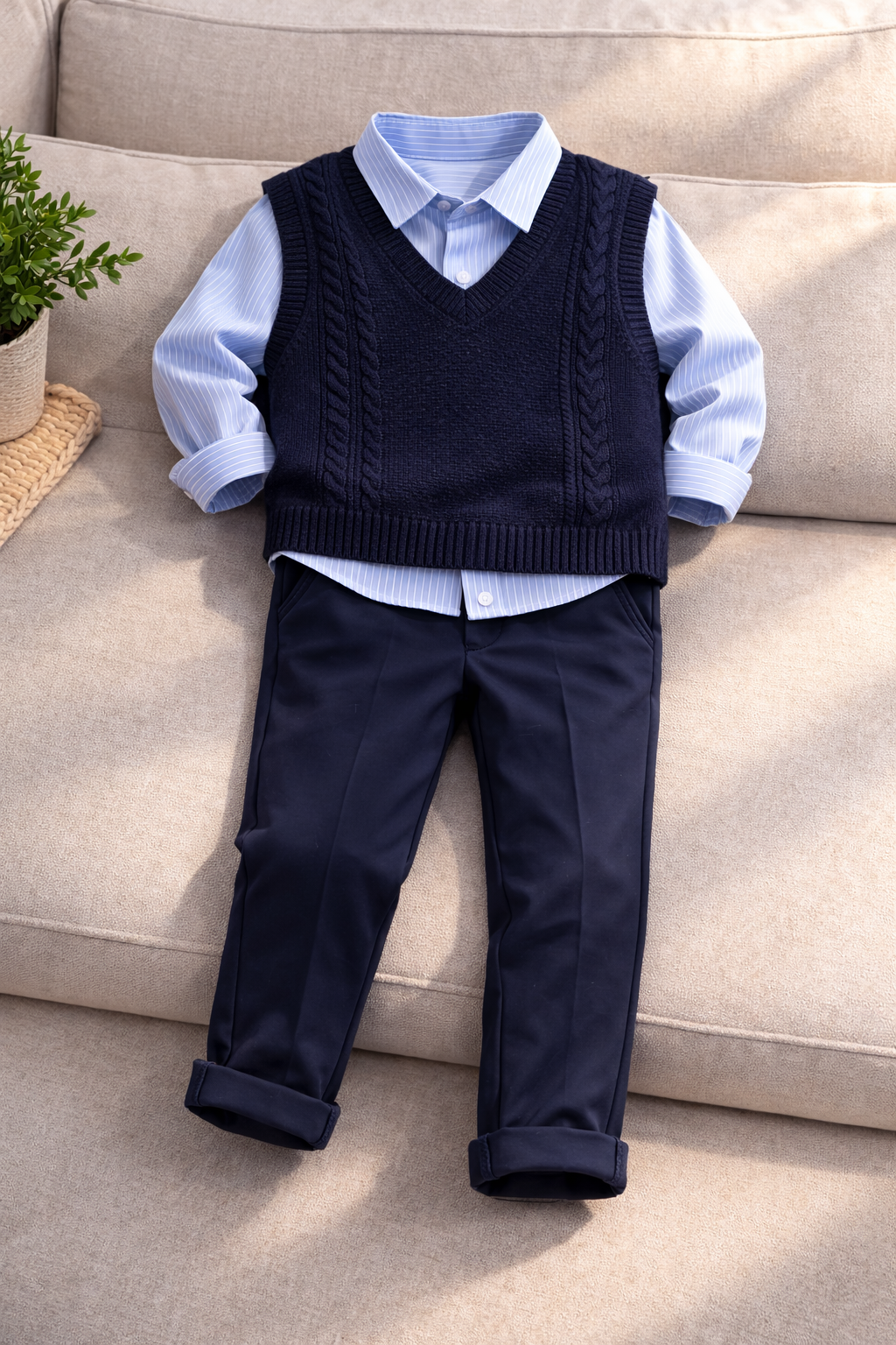 Gömlekli Süveterli 3’lü Takım - Görsel 2