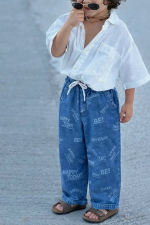 Unisex Beli Lastikli Kot Pantolon (3-10 Yaş)