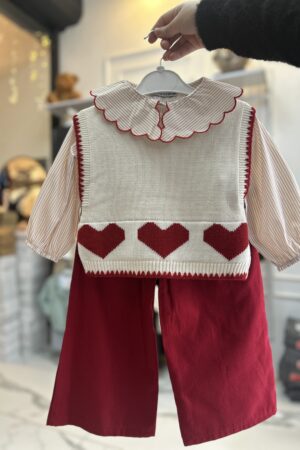 Alternative view of Süveterli Gömlekli 3’lü Kız Çocuk Takım