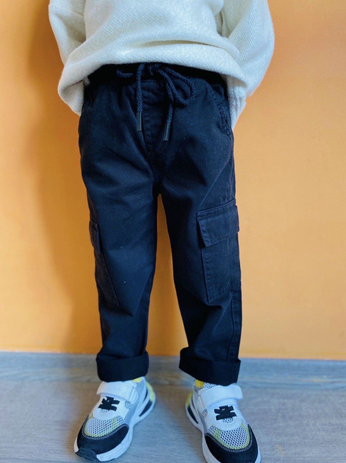 La’ciel Kargo Cepli Beli Lastikli Kot Pantolon (Siyah) - Görsel 2