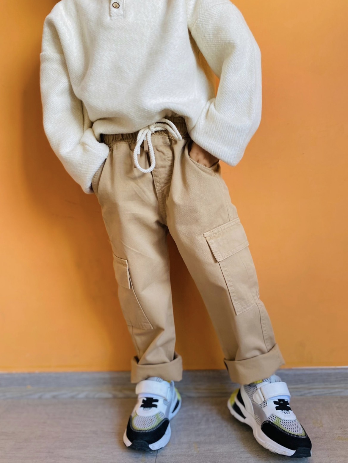 La’ciel Kargo Cepli Beli Lastikli Kot Pantolon