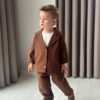 Erkek Çocuk Pamuklu Keten Takım Elbise (Kahve)