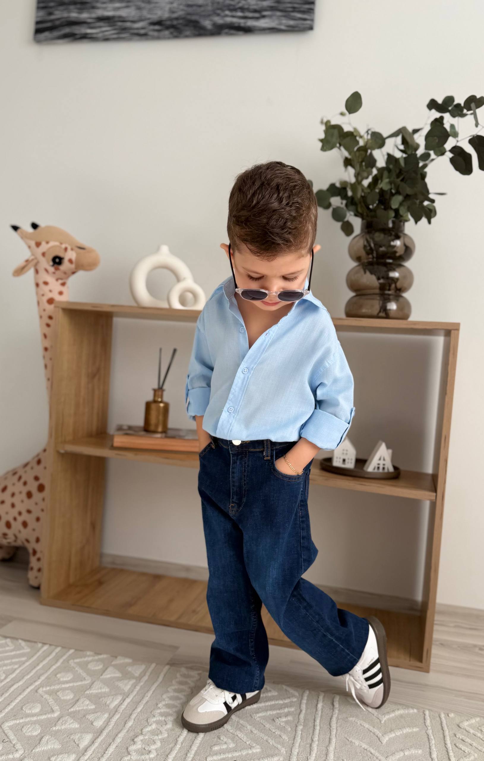 Mavi Kot Pantolon Mavi Gömlek Takım - Görsel 2