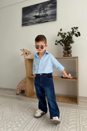 Mavi Kot Pantolon Mavi Gömlek Takım