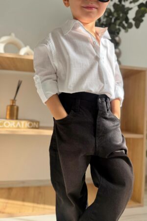 Alternative view of Siyah Kot Pantolon Beyaz Gömlek Takım