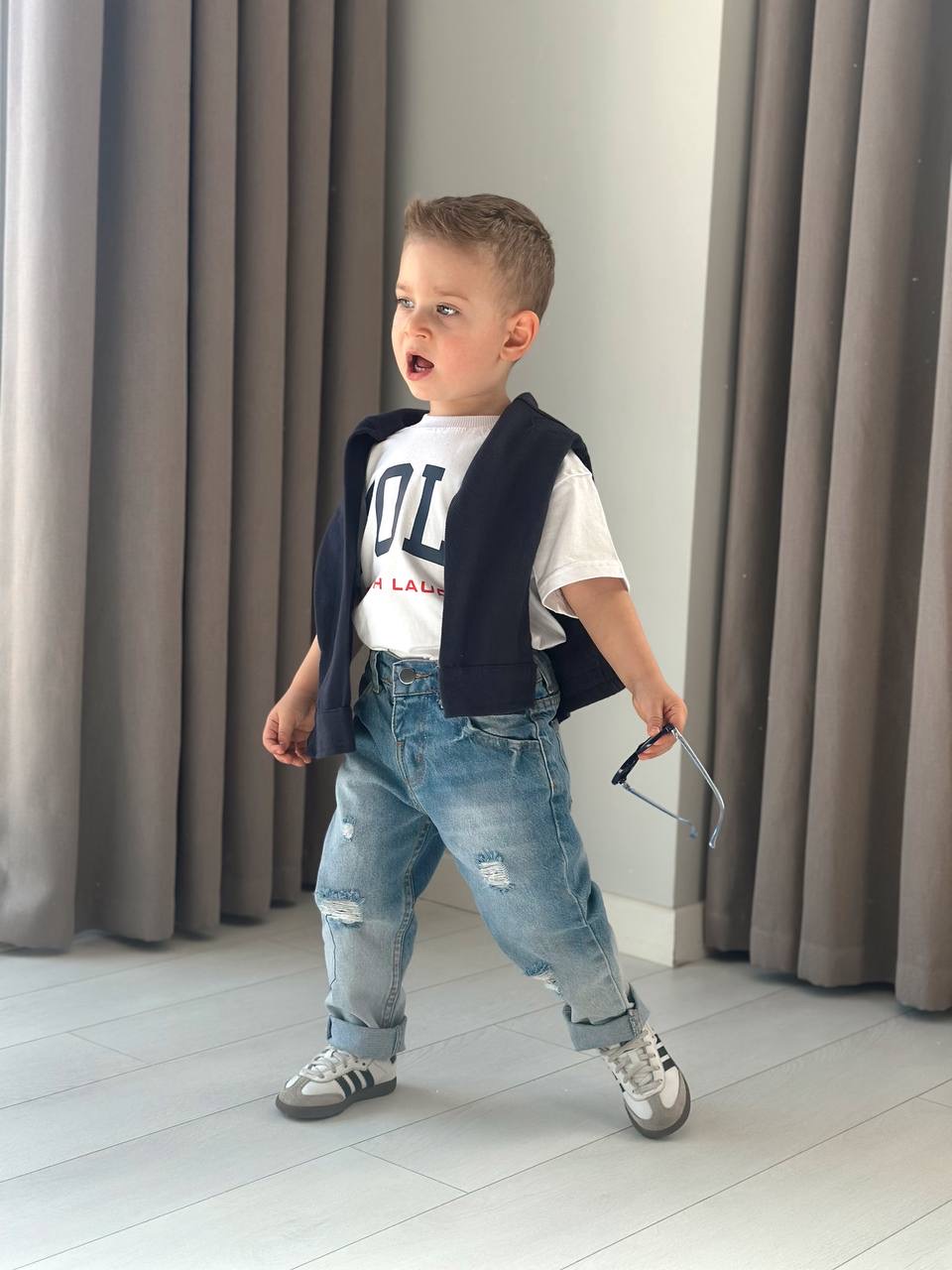 Ceketli Kot Pantolonlu 3'lü Takım (Lacivert) - Görsel 2