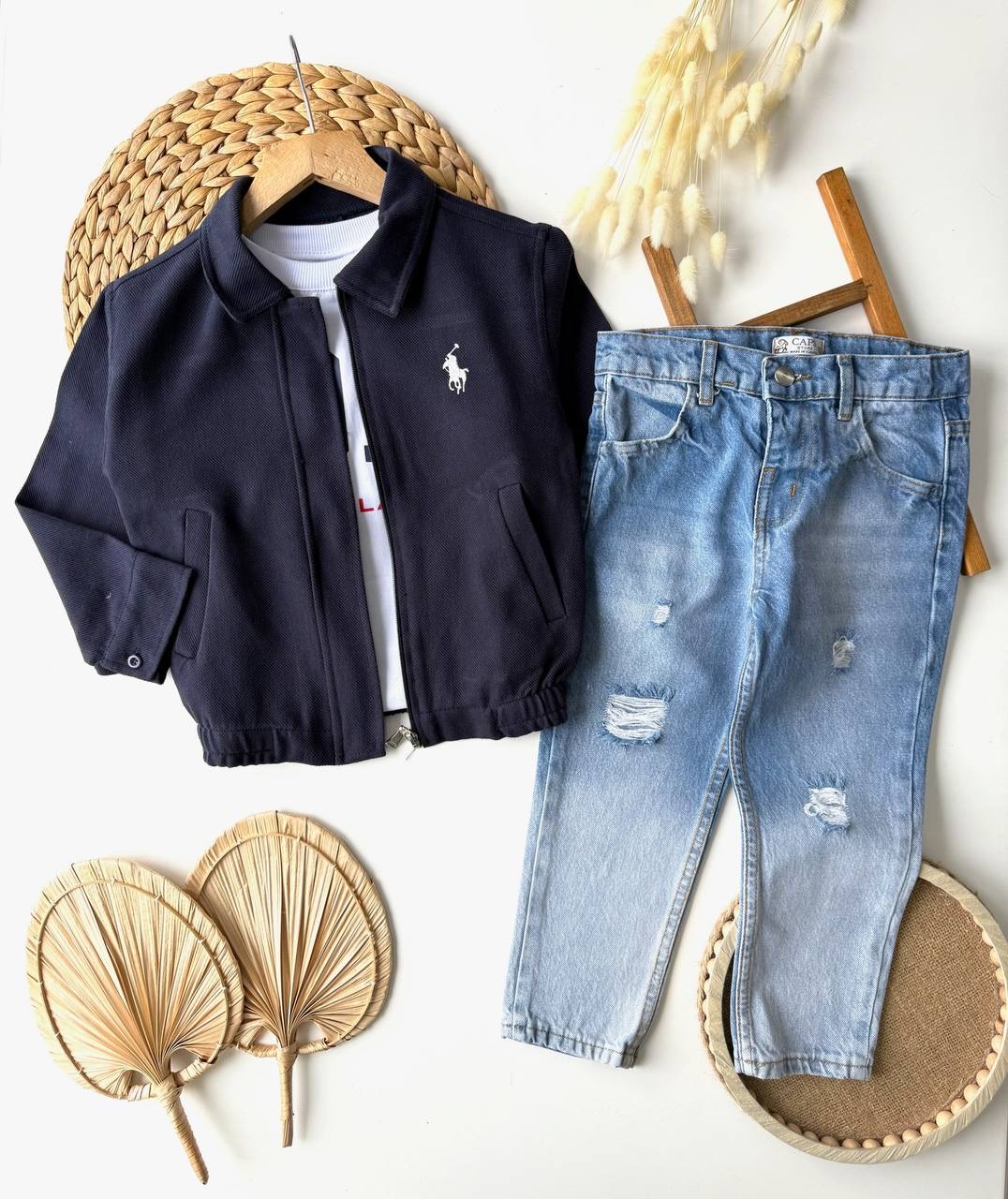 Ceketli Kot Pantolonlu 3'lü Takım (Lacivert) - Görsel 6