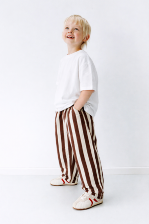 La’ciel Paris Acı Kahve Çizgili Mevsimlik Denim Pantolon