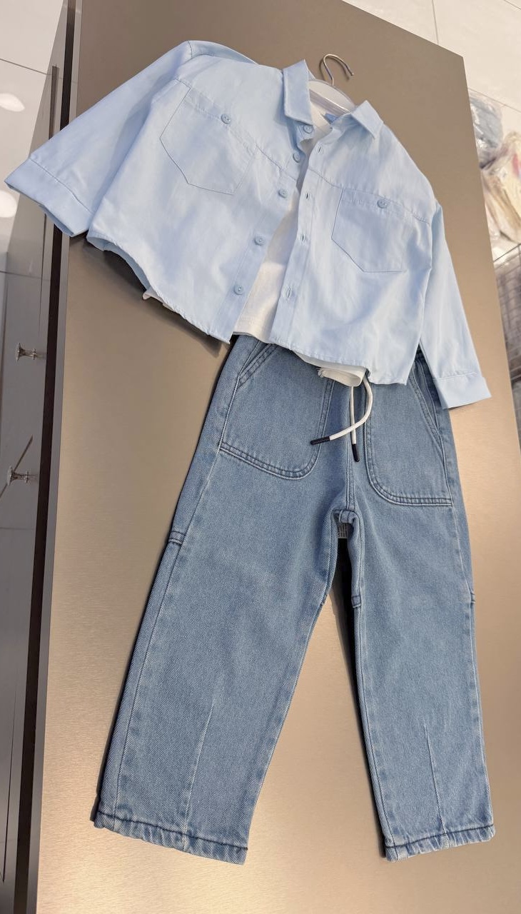 La’ciel Paris Gömlekli Kot Pantolonlu Relax Takım - Görsel 3