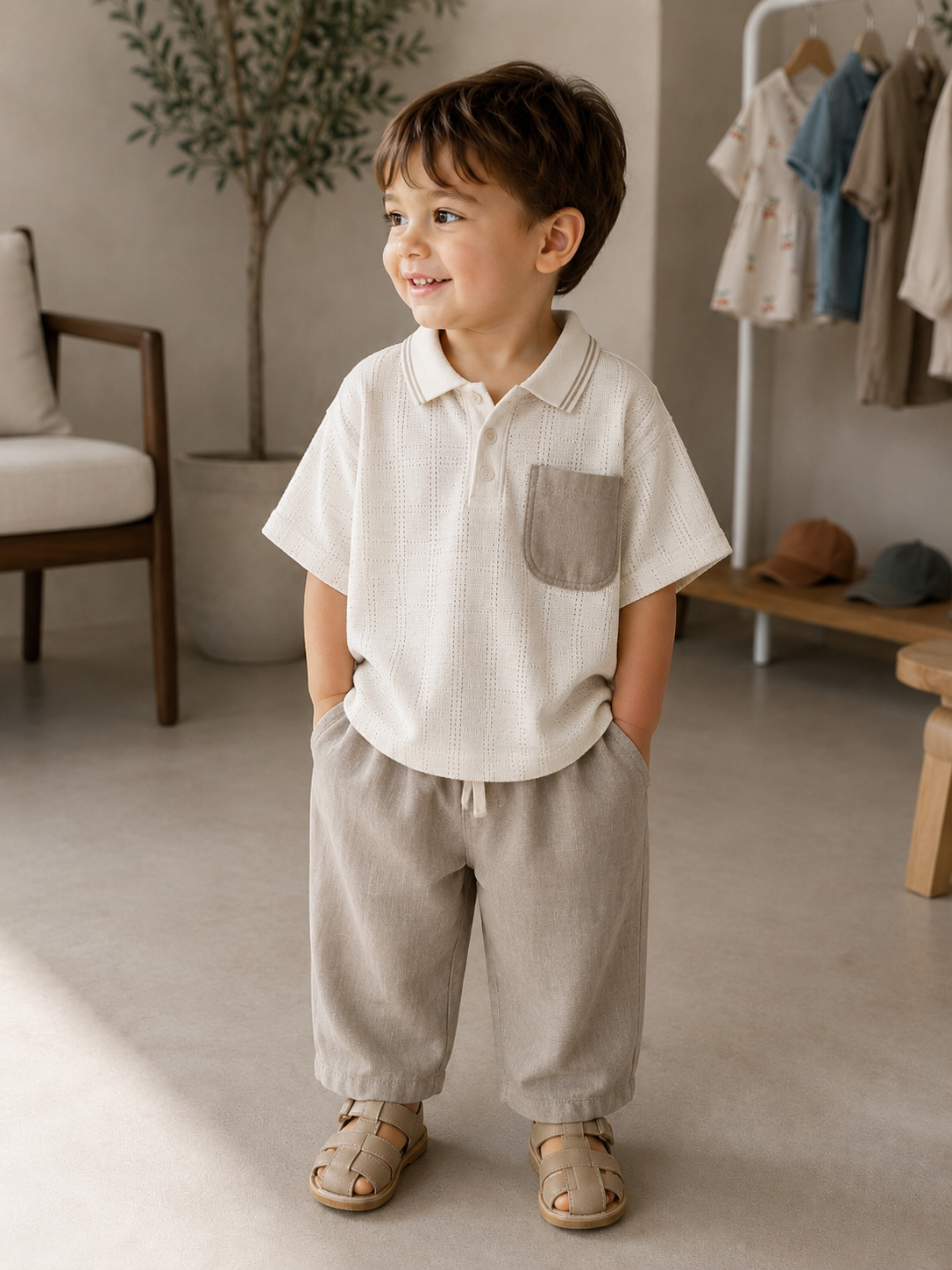 Delikli İnce Triko Tshirt Müslin Pantolon Takım